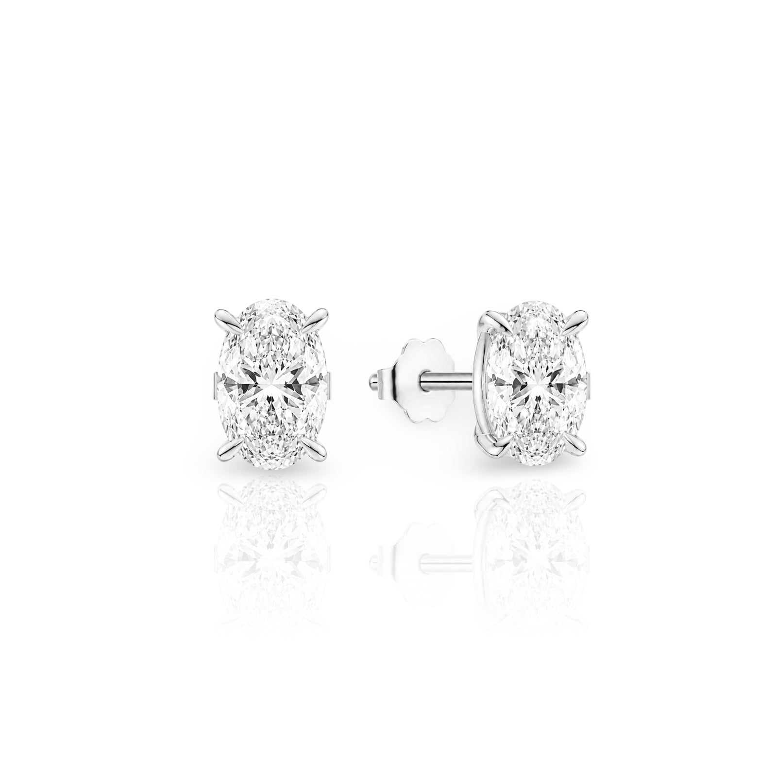 Oval Diamond Earrings | 925 Sterling Silver