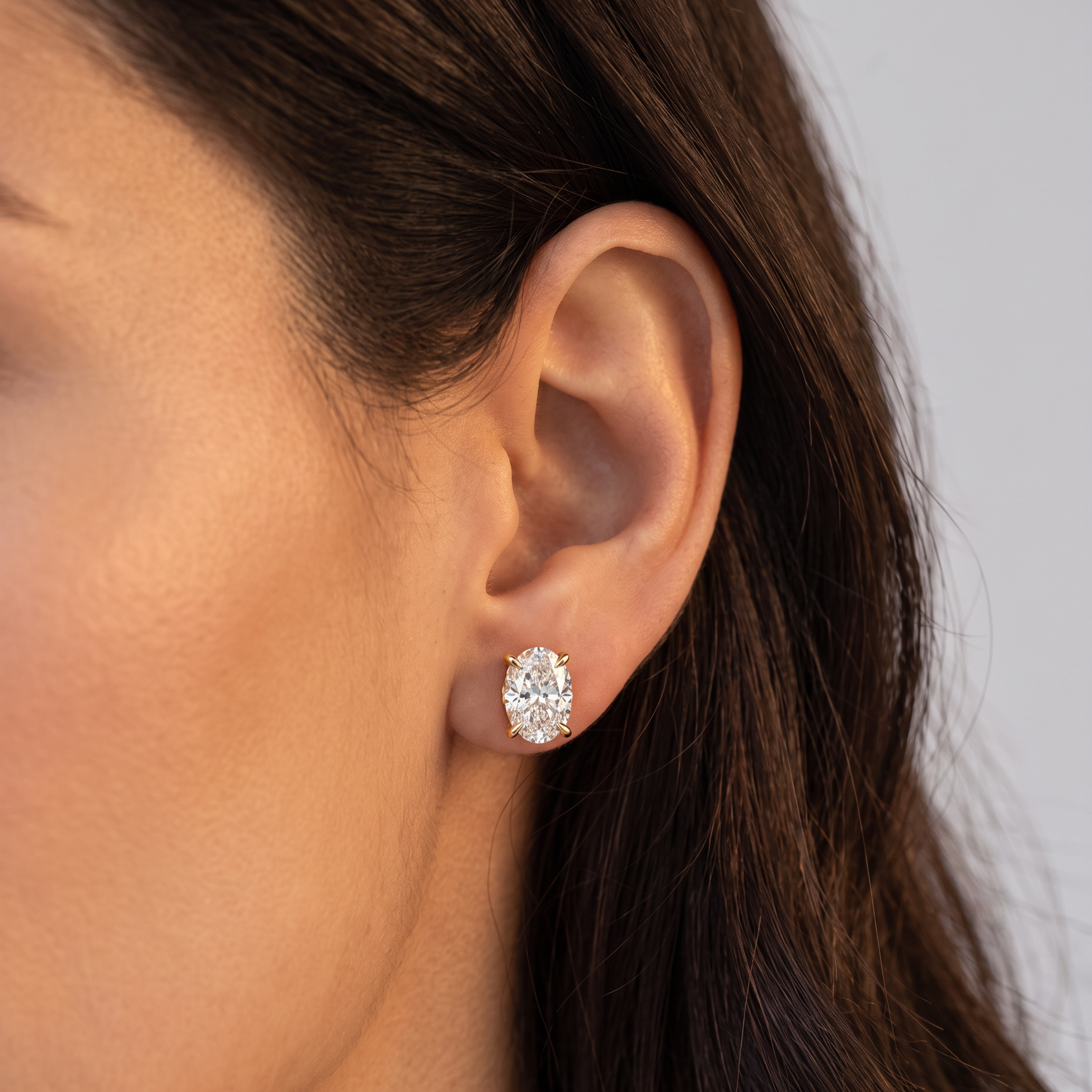 Oval Diamond Earrings | 925 Sterling Silver
