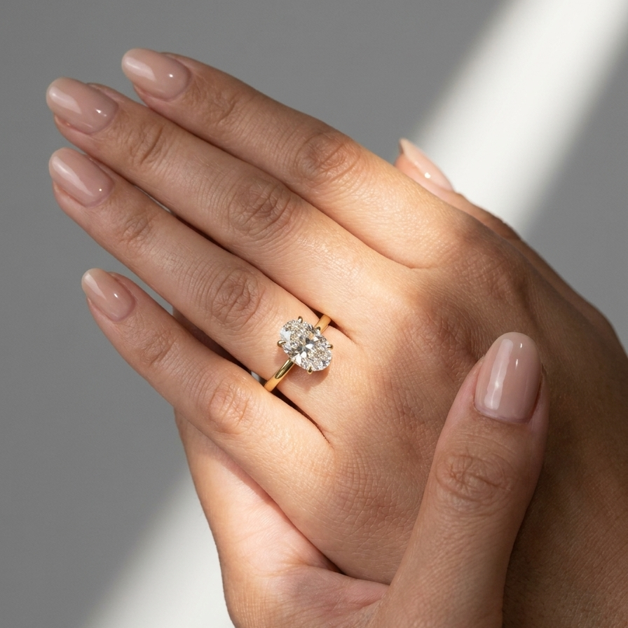 Oval Diamond Ring | 925 Sterling Silver
