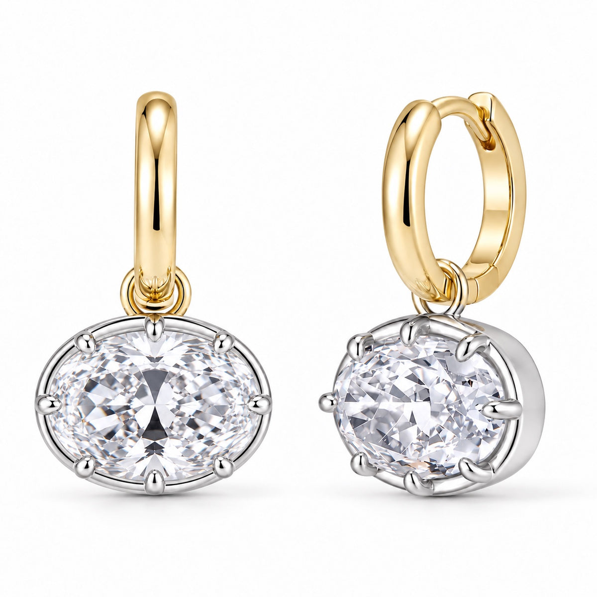 Hailey Earrings in bicolor goud en zilver vanuit twee hoeken