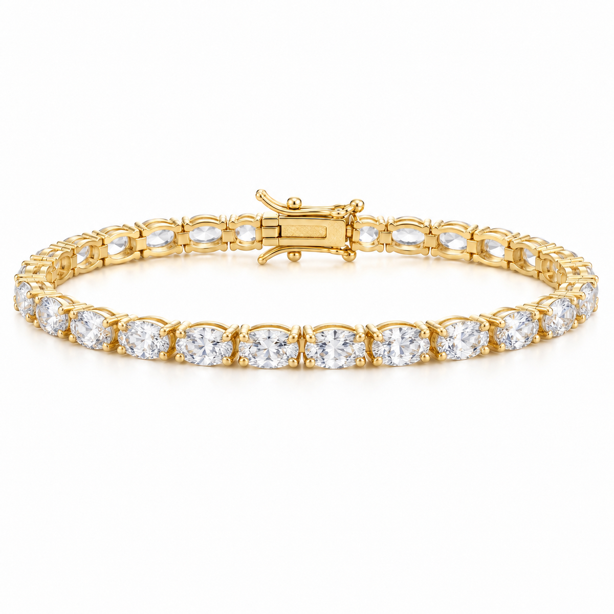 Léora Bracelet in gold with oval zirconia stones