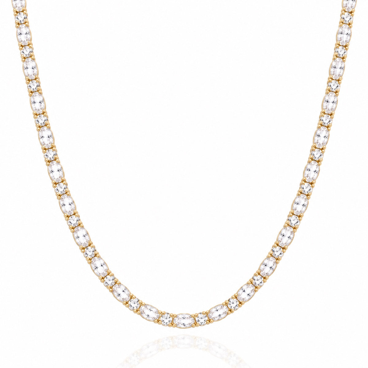 Mira Necklace in Gold met afwisselend ovale en ronde zirconia stenen