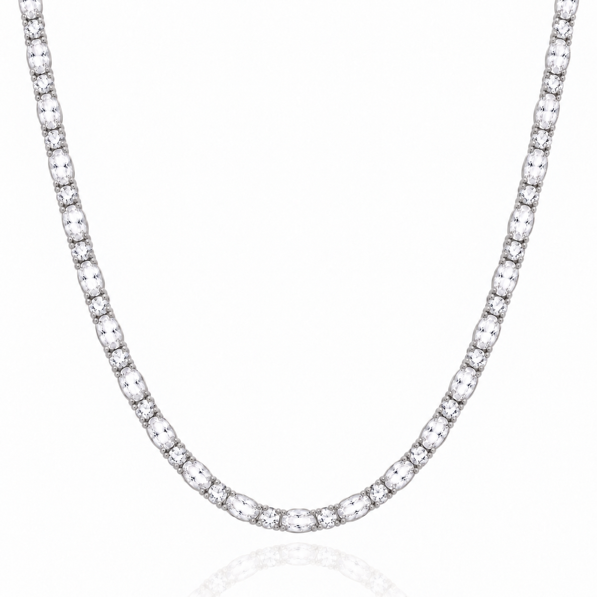 Mira Necklace in Silver met afwisselend ovale en ronde zirconia stenen