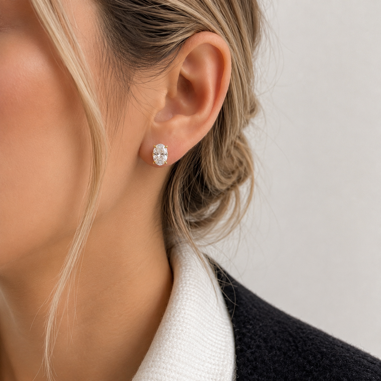 Ovale diamanten oorbellen | 925 sterling zilver