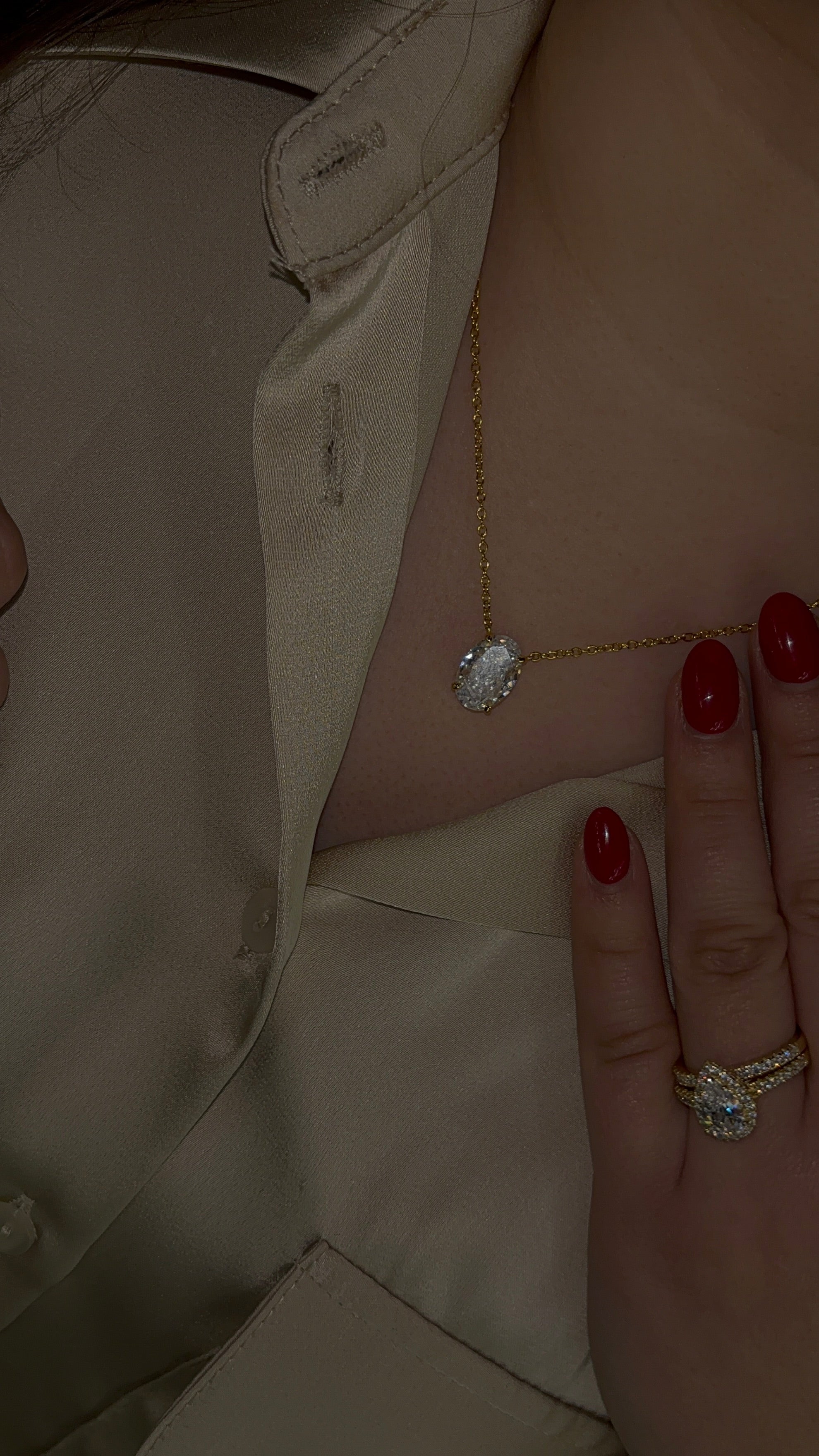 Oval Diamond Necklace | 925 Sterling Silver