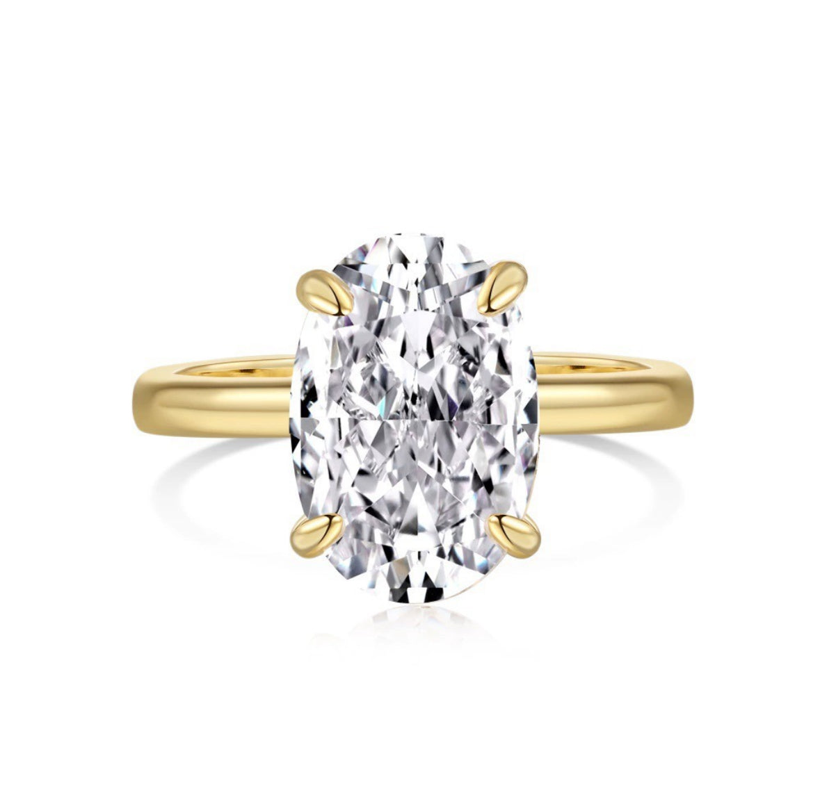 Gold Oval Diamond Ring | 925 Sterling Silver