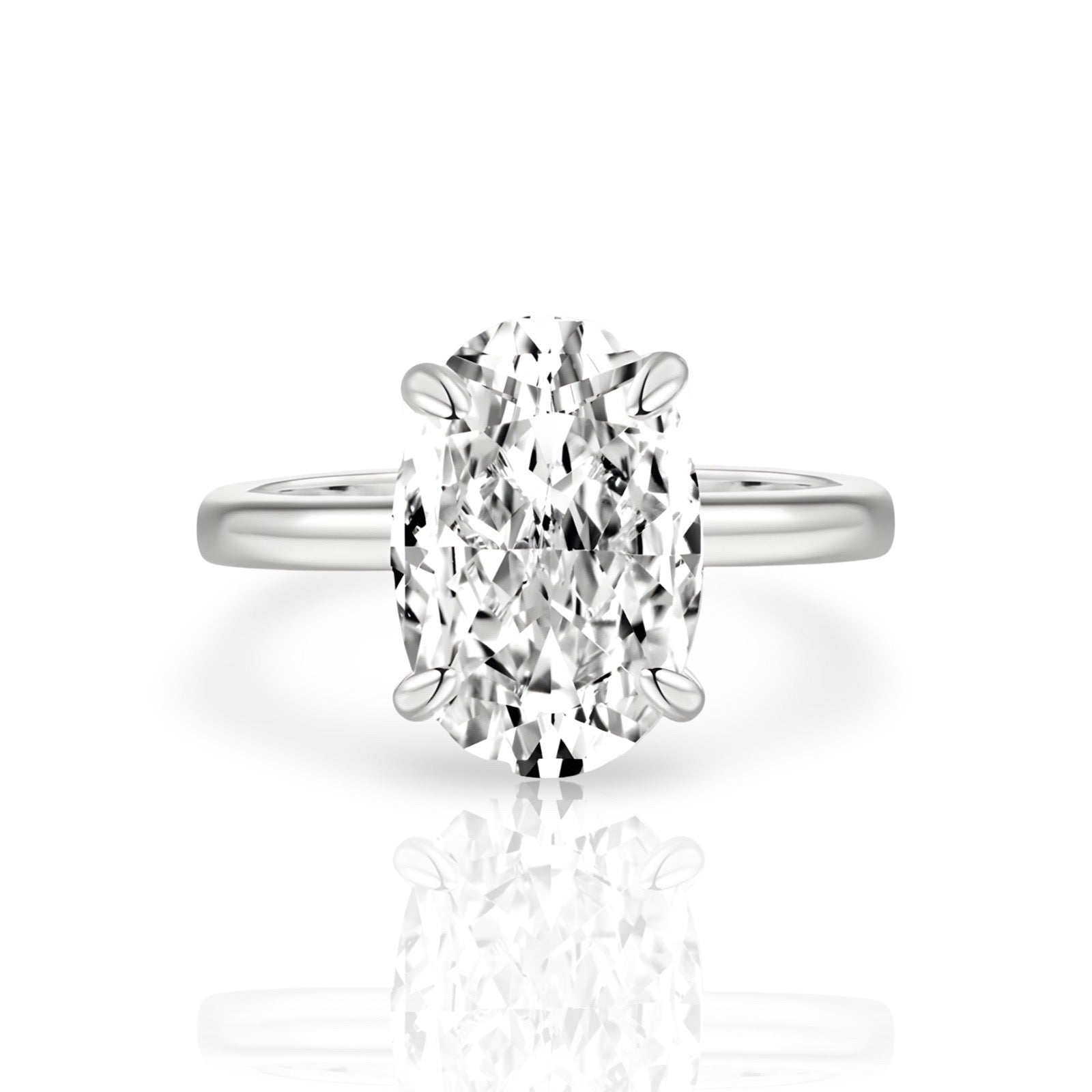 Oval Diamond Ring | 925 Sterling Silver