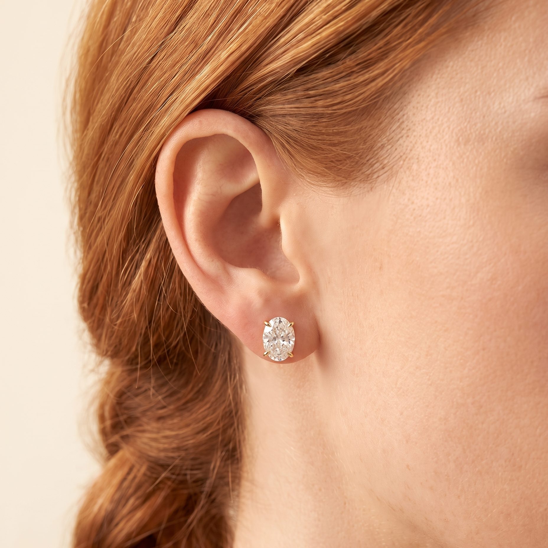 Oval Diamond Earrings | 925 Sterling Silver