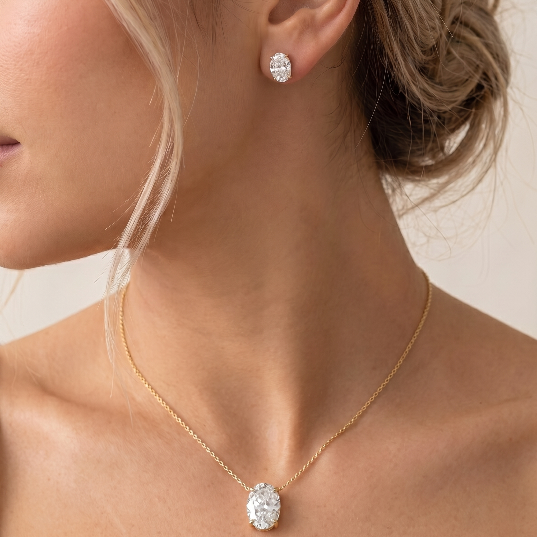 Oval Diamond Necklace | 925 Sterling Silver