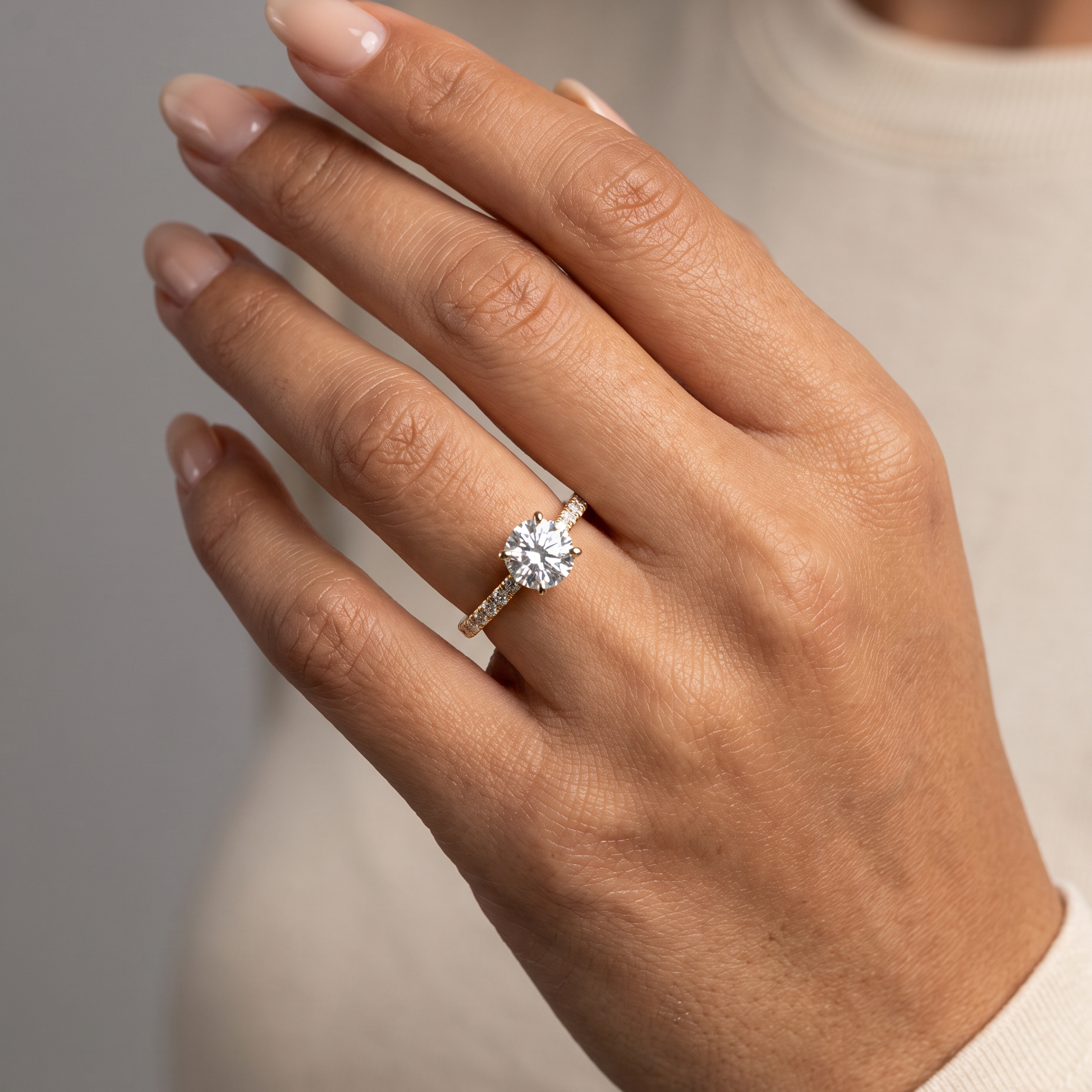 Round Diamond Ring | 925 Sterling Silver