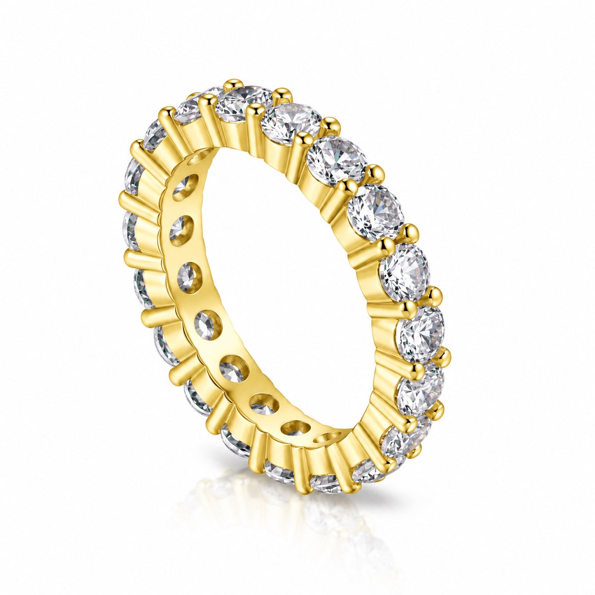 Celestia Eternity Ring in gold, angled view