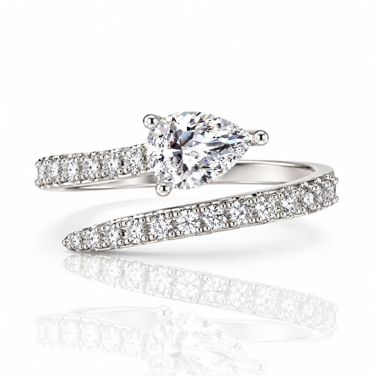 Ajana Ring in rhodium-plated 925 sterling silver – front view